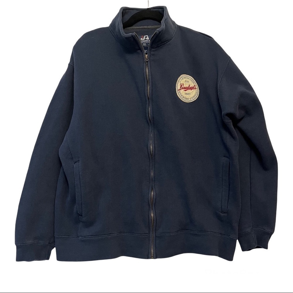 Vintage Leinenkugal’s Bewing Company Navy Blue Full Zip Sweatshirt Jacket